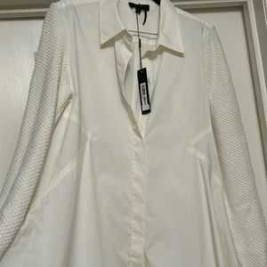 Donna Karan mixed media dress shirt.